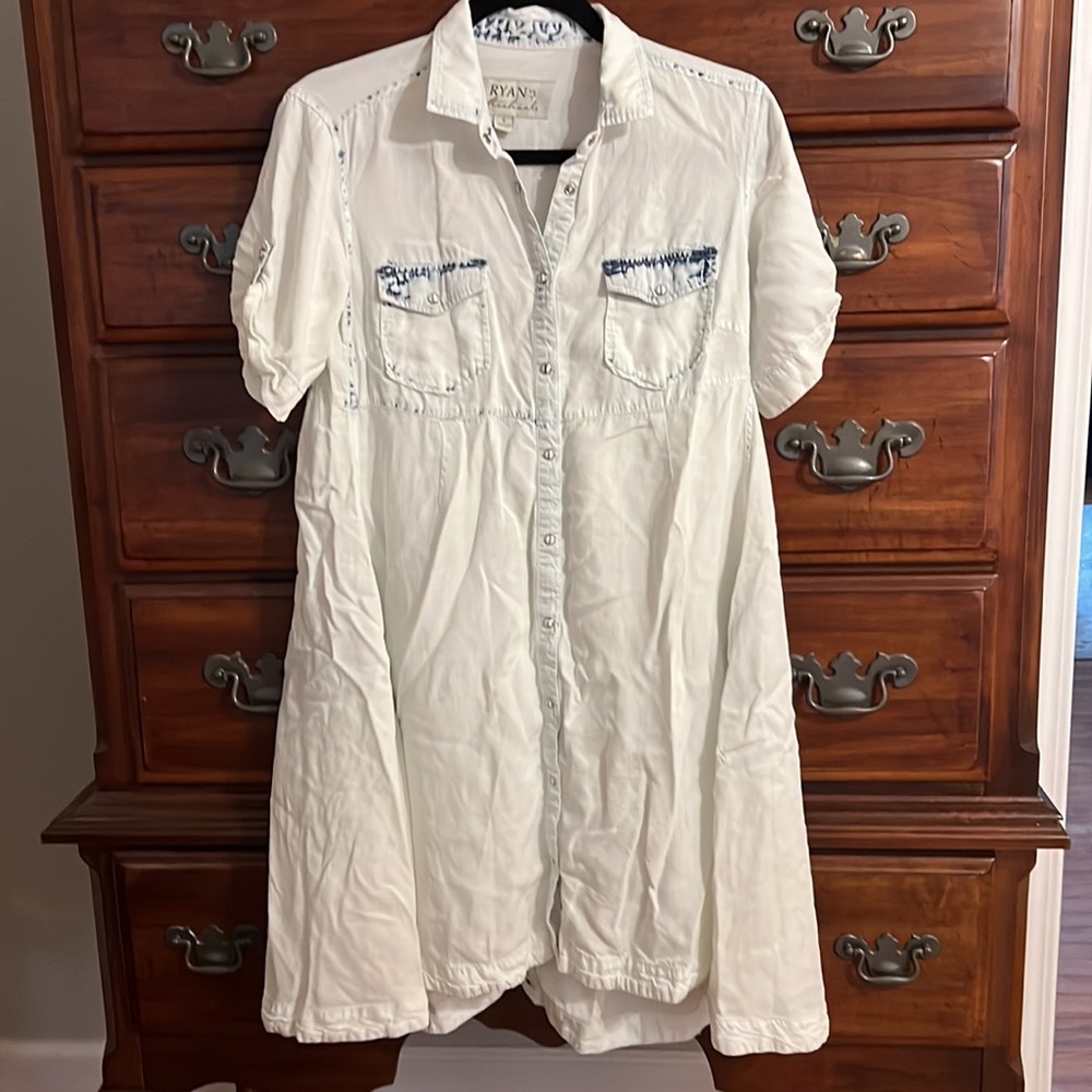 Ryan Michaels Bleach Denim Shirtdress